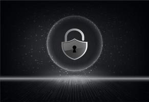 Modern Holographic Padlock on Technology Background vector