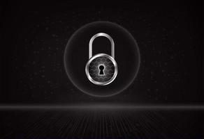 Modern Holographic Padlock on Technology Background vector