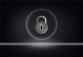 Modern Holographic Padlock on Technology Background vector