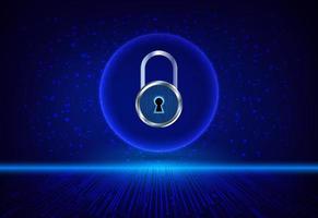 Modern Holographic Padlock on Technology Background vector