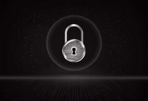 Modern Holographic Padlock on Technology Background vector