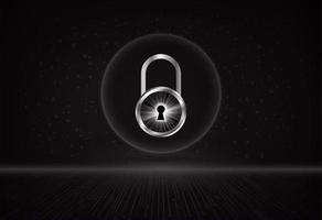 Modern Holographic Padlock on Technology Background vector