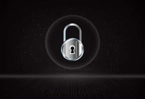 Modern Holographic Padlock on Technology Background vector