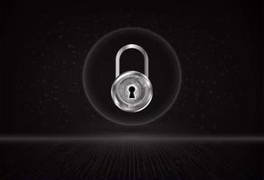 Modern Holographic Padlock on Technology Background vector