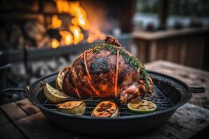 sabroso A la parrilla jamón corvejón como regional plato comida fotografía foto