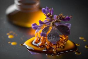 Homemade and tasty fried lilac flower in sunflower oil photography photo