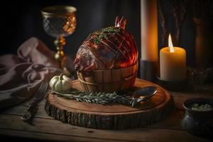 Tasty grilled ham hock as regional dish food photography photo