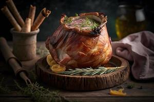 Tasty grilled ham hock as regional dish food photography photo