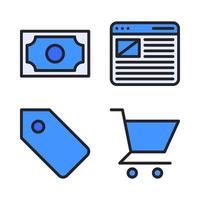 User Interface icons set. Money, website, label, shopping cart. Perfect for website mobile app, app icons, presentation, illustration and any other projects vector