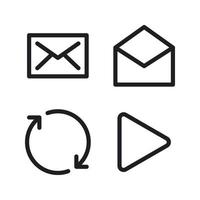 User Interface icons set. Email, envelope, refresh, play. Perfect for website mobile app, app icons, presentation, illustration and any other projects vector