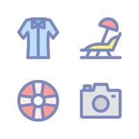 Summer Holiday icons set. shirt, beach, lifebuoy, camera . Perfect for website mobile app, app icons, presentation, illustration and any other projects vector