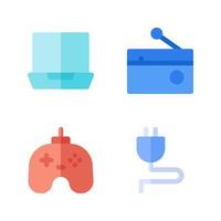 Electronics Device icons set. laptop, radio, game controller, plug socket. Perfect for website mobile app, app icons, presentation, illustration and any other projects vector