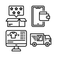 Ecommerce icons set. Rating, smartphone, monitor, truck delivery. Perfect for website mobile app, app icons, presentation, illustration and any other projects vector