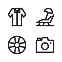 Summer Holiday icons set. shirt, beach, lifebuoy, camera . Perfect for website mobile app, app icons, presentation, illustration and any other projects vector