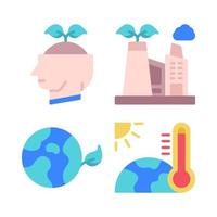 Ecology icons set. think green, eco factory, earth, global warming. Perfect for website mobile app, app icons, presentation, illustration and any other projects vector