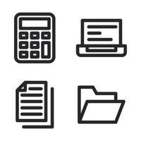 Education icons set. Calculator, laptop, file, folder. Perfect for website mobile app, app icons, presentation, illustration and any other projects vector