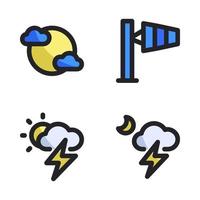 Weather icons set. cloud, wind, day thunder, night thunder. Perfect for website mobile app, app icons, presentation, illustration and any other projects vector