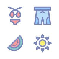 Summer Holiday icons set. bikini, shorts, watermelon, pants . Perfect for website mobile app, app icons, presentation, illustration and any other projects vector