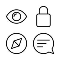 User Interface icons set. Eye, locked, compass, speech bubble. Perfect for website mobile app, app icons, presentation, illustration and any other projects vector