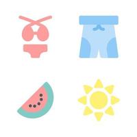 Summer Holiday icons set. bikini, shorts, watermelon, pants . Perfect for website mobile app, app icons, presentation, illustration and any other projects vector