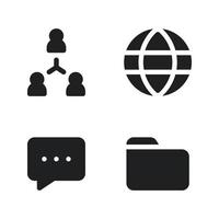 Business Management icons set. Team work, browser, chat, folder. Perfect for website mobile app, app icons, presentation, illustration and any other projects vector