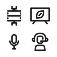 American Football icons set. Field, monitor, microphone, commentator. Perfect for website mobile app, app icons, presentation, illustration and any other projects vector