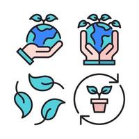 Ecology icons set. earth day, save world, recycle leaf, plant. Perfect for website mobile app, app icons, presentation, illustration and any other projects vector