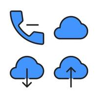 User Interface icons set. Delete phone, cloud, cloud download, cloud upload. Perfect for website mobile app, app icons, presentation, illustration and any other projects vector