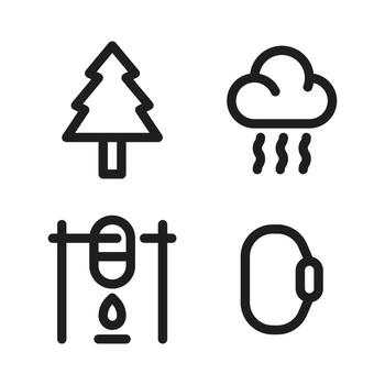 aventuras íconos colocar. árbol, nube, hoguera, mosquetón Perfecto para sitio web móvil aplicación, aplicación iconos, presentación, ilustración y ninguna otro proyectos vector
