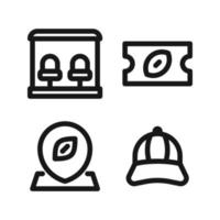 American Football icons set. Bench, ticket, pin, hat. Perfect for website mobile app, app icons, presentation, illustration and any other projects vector