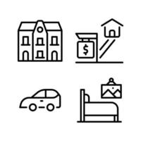 Real Estate icons set. Apartment, property, car, bedroom. Perfect for website mobile app, app icons, presentation, illustration and any other projects vector