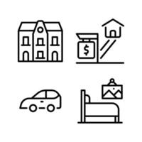 Real Estate icons set. Apartment, property, car, bedroom. Perfect for website mobile app, app icons, presentation, illustration and any other projects vector