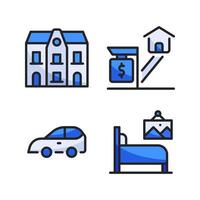 Real Estate icons set. Apartment, property, car, bedroom. Perfect for website mobile app, app icons, presentation, illustration and any other projects vector
