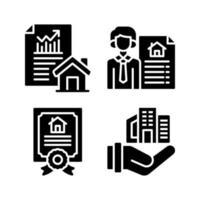 Real Estate icons set. Investment property, seller property, certificate, mortgage. Perfect for website mobile app, app icons, presentation, illustration and any other projects vector