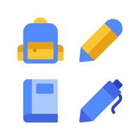 Education icons set. Backpack, Pencil, Book, Pen. Perfect for website mobile app, app icons, presentation, illustration and any other projects vector