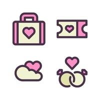 romance íconos colocar. maletín, boleto, nube, anillo. Perfecto para sitio web móvil aplicación, aplicación iconos, presentación, ilustración y ninguna otro proyectos vector