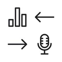 User Interface icons set. Bar, left, right, microphone. Perfect for website mobile app, app icons, presentation, illustration and any other projects vector