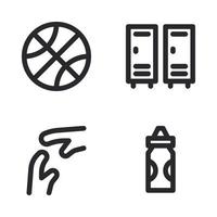 Basketball icons set. Ball, locker room, time out, bottle. Perfect for website mobile app, app icons, presentation, illustration and any other projects vector