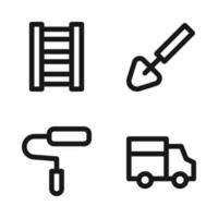 Labor Day icons set. stairs, spade, paint brush, truck car . Perfect for website mobile app, app icons, presentation, illustration and any other projects vector