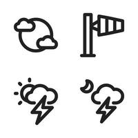 Weather icons set. cloud, wind, day thunder, night thunder. Perfect for website mobile app, app icons, presentation, illustration and any other projects vector