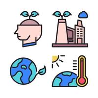 Ecology icons set. think green, eco factory, earth, global warming. Perfect for website mobile app, app icons, presentation, illustration and any other projects vector