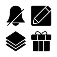 User Interface icons set. Silent bell, pencil, layers, gift box. Perfect for website mobile app, app icons, presentation, illustration and any other projects vector