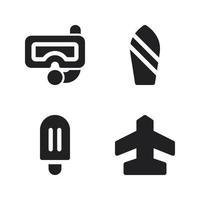 Summer Holiday icons set. goggles, surf board, ice cream, plane . Perfect for website mobile app, app icons, presentation, illustration and any other projects vector