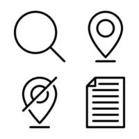 User Interface icons set. Search, pin, pin disabled, document. Perfect for website mobile app, app icons, presentation, illustration and any other projects vector