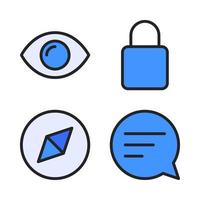 User Interface icons set. Eye, locked, compass, speech bubble. Perfect for website mobile app, app icons, presentation, illustration and any other projects vector