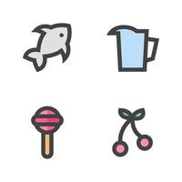 Food Drink icons set. fish, kettle, lollipop, cherry . Perfect for website mobile app, app icons, presentation, illustration and any other projects vector