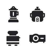 Electronics Device icons set. mixer, rice cooker, toaster, projector. Perfect for website mobile app, app icons, presentation, illustration and any other projects vector