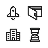 Business Management icons set. Rocket, wallet, building, hourglass. Perfect for website mobile app, app icons, presentation, illustration and any other projects vector