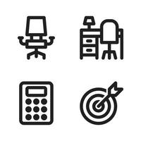 Business Management icons set. Fffice chair, desk, calculator, goal target. Perfect for website mobile app, app icons, presentation, illustration and any other projects vector