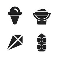 Summer Holiday icons set. ice cream, bucket, skateboard . Perfect for website mobile app, app icons, presentation, illustration and any other projects vector